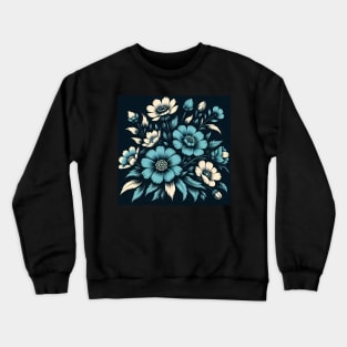 Blue Floral Pattern Crewneck Sweatshirt